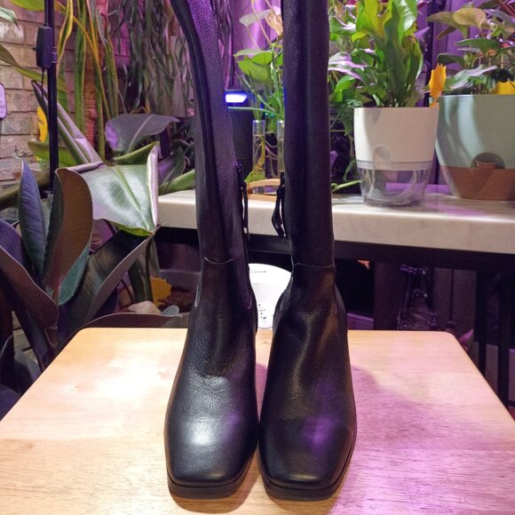 NWOB/Sam Edelman Women Black Leather, Knee High Riding Boots Size 8 - Picture 1 of 14